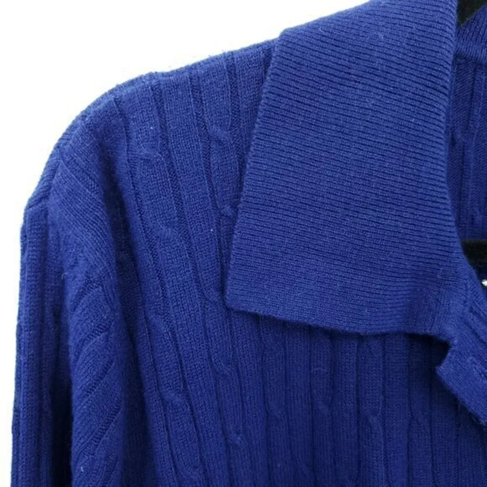 VTG 90s Matching Knit Polo Sweater/Pull On Full Length Straight Pants Set M Blue